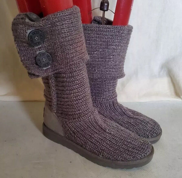 UGG Boots Classic Cardy Knit Sweater Sock Grey Womens Uk 5 Eu 38 Vintage Y2K