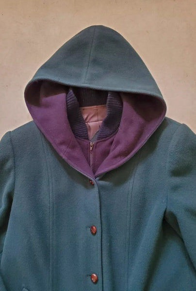 MACKINTOSH Vestcoat Coat Jacket Womens Uk 14 Green Pure Wool Made In USA