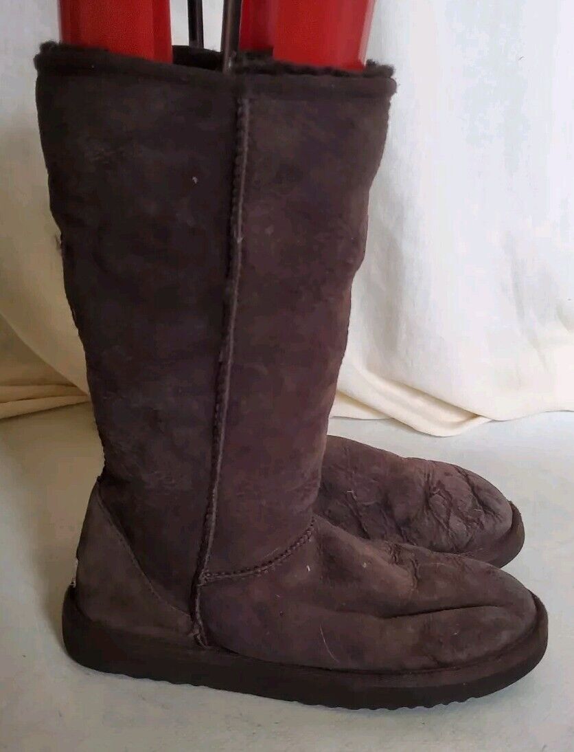 UGG Boots Classic Mid Calf Womens Uk 5 Eu 38 Brown Suede Shearling Lining