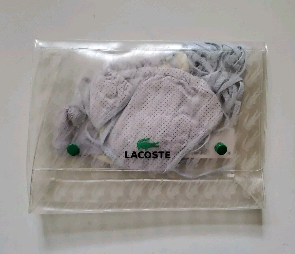 LACOSTE Bikini Swimsuit 2 Piece Halter Neck Size S Stripes Spots New With Pouch