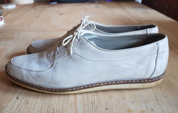 MARINOZZI Shoes Mens Uk 8 Eu 42 Cream Leather Handmade in Italy