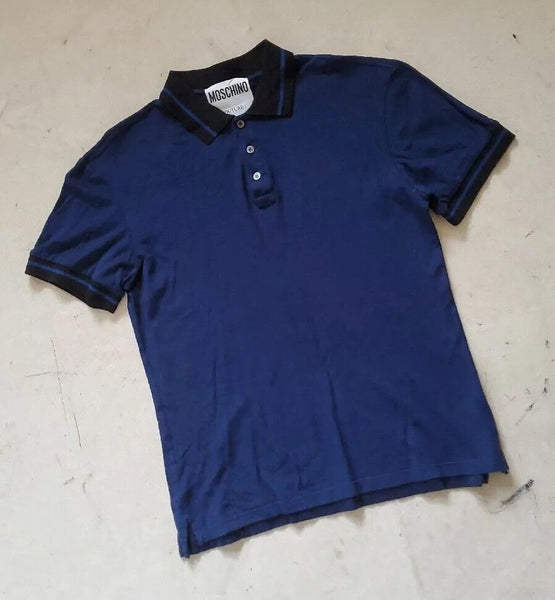 MOSCHINO COUTURE Polo Shirt Mens 38 Regular Fit Navy Blue Question Mark Detail