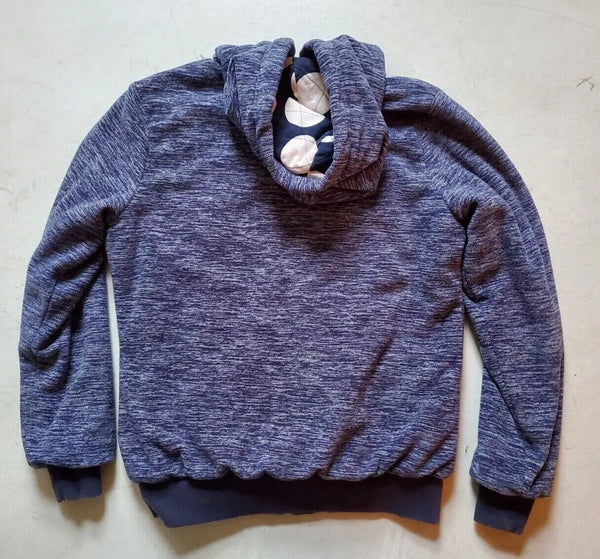 WEIRD FISH Hoodie Fleece Quilted Full Zip Mottled Blue Womens UK 12