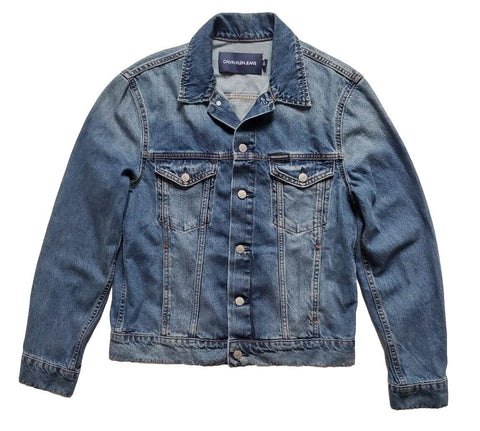 Calvin Klein CKJ Denim Jacket Mens S Trucker Vintage Blue Cotton