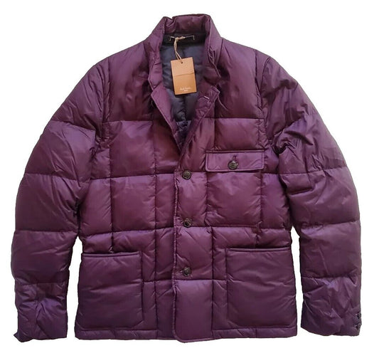 PAUL SMITH Puffer Jacket Blazer Cut Aubergine Purple Duck Down Mens M Slim Fit