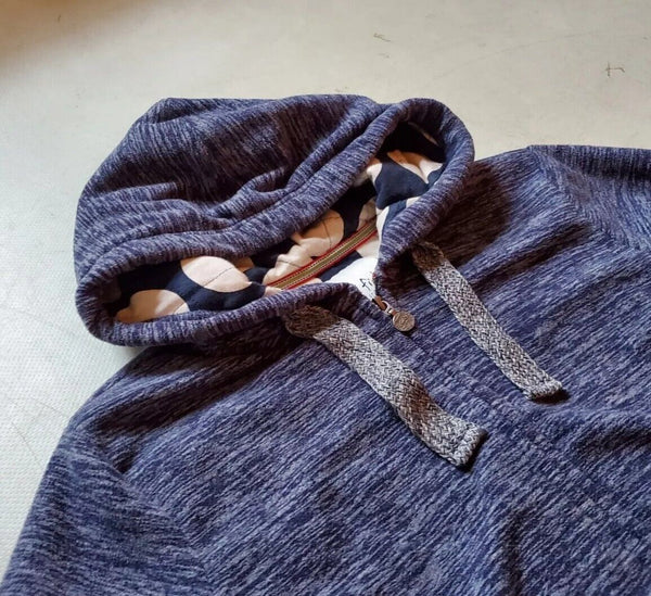 WEIRD FISH Hoodie Fleece Quilted Full Zip Mottled Blue Womens UK 12
