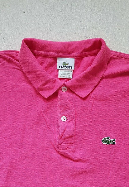 LACOSTE Polo Shirt Mens 5 L Regular Fit Hot Pink Cotton Iconic Croc Devanlay