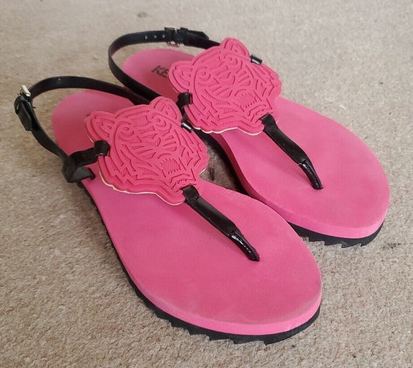 KENZO Sandals Strappy Tiger Womens Uk 4 Eu 36 Pink Boxed Worn Once Rrp £140