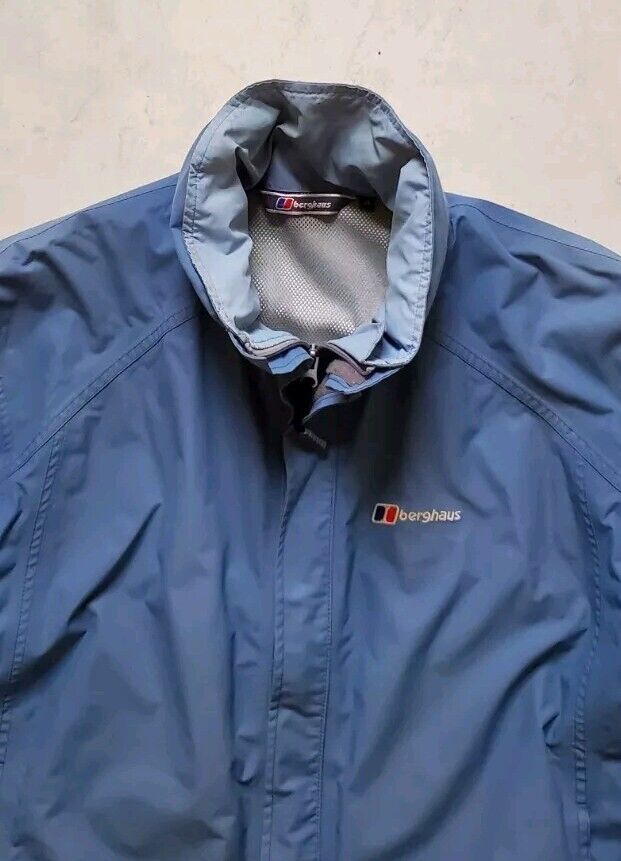 Berghaus Jacket Coat Womens 14 Aquafoil Blue Foldaway Hood Mesh Lined Waterproof