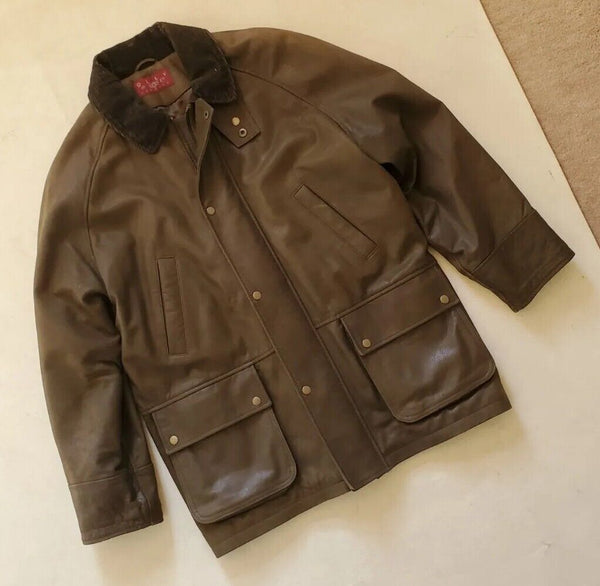 Olly And Co Leather Coat Mens S Field Jacket Green
