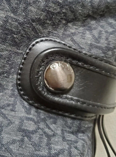 DKNY Handbag Jacquard Grey Black Leather Trim