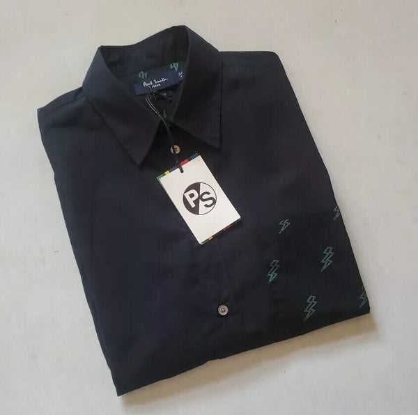 PAUL SMITH Shirt Mens M Classic Fit Blue Black Ziggy Lightning Bolt