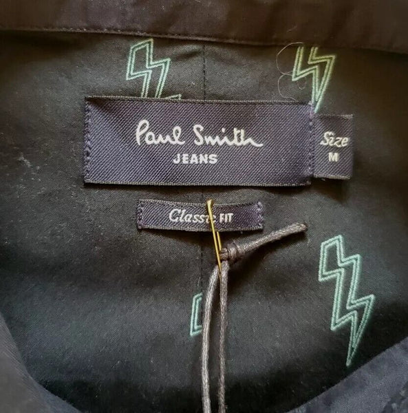 PAUL SMITH Shirt Mens M Classic Fit Blue Black Ziggy Lightning Bolt
