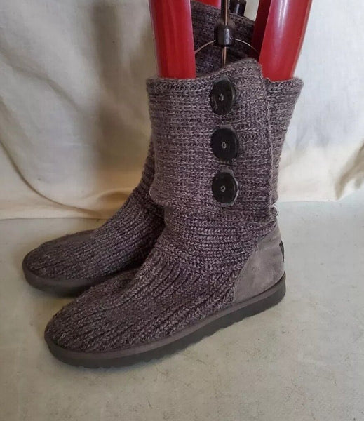 UGG Boots Classic Cardy Knit Sweater Sock Grey Womens Uk 5 Eu 38 Vintage Y2K