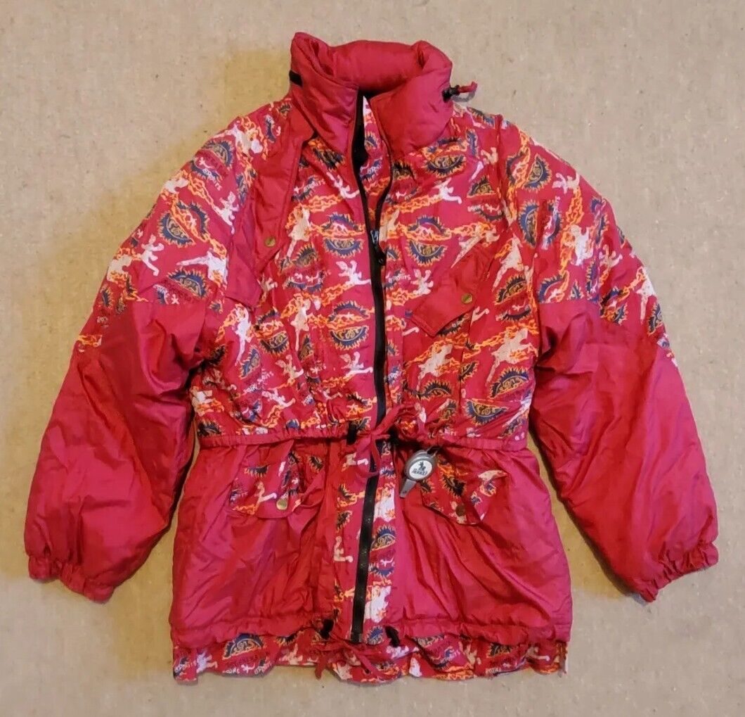Vintage Rodeo Ski Suit Womens L Jacket Salopettes Gloves Pink Mint Condition