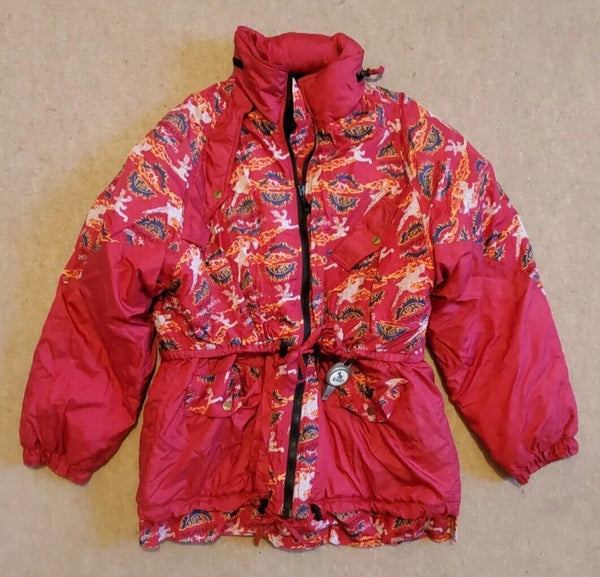 Vintage Rodeo Ski Suit Womens L Jacket Salopettes Gloves Pink Mint Condition