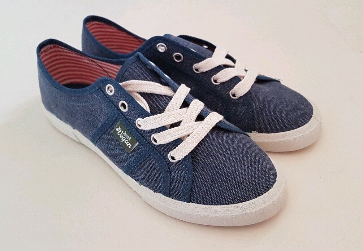 JONNYS VEGAN SHOES Women UK 5.5 EU 39 Wakanda Blue Canvas New In Box