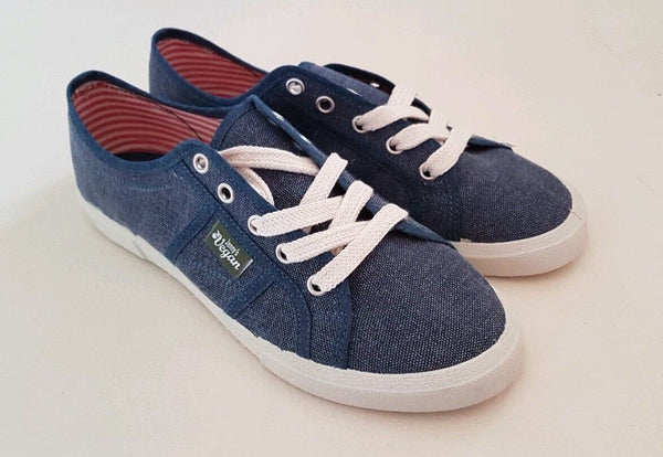 JONNYS VEGAN SHOES Women UK 5.5 EU 39 Wakanda Blue Canvas New In Box