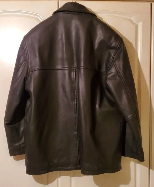 LAKELAND Leather Field Jacket Coat Mens M Black Heavyweight Quilted Lining