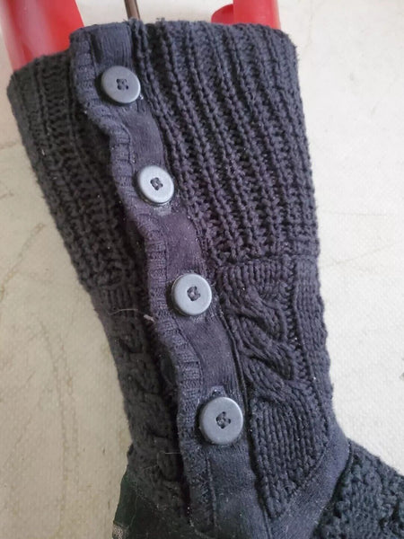 UGG Boots Classic Cardy Knit Sweater Sock Black Womens Uk 4.5 Eu 37 Vintage Y2K