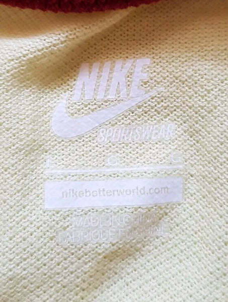 NIKE Sportswear Polo Shirt Mens L Yellow Cotton Burgundy Trim New With Tags