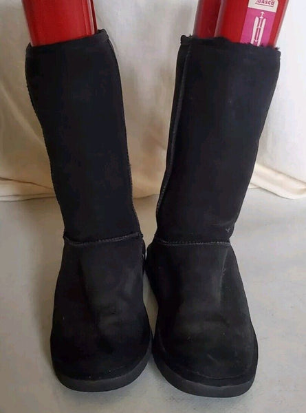 UGG Boots Classic Mid Calf Womens Uk 4 Eu 37 Black Suede Shearling Lining