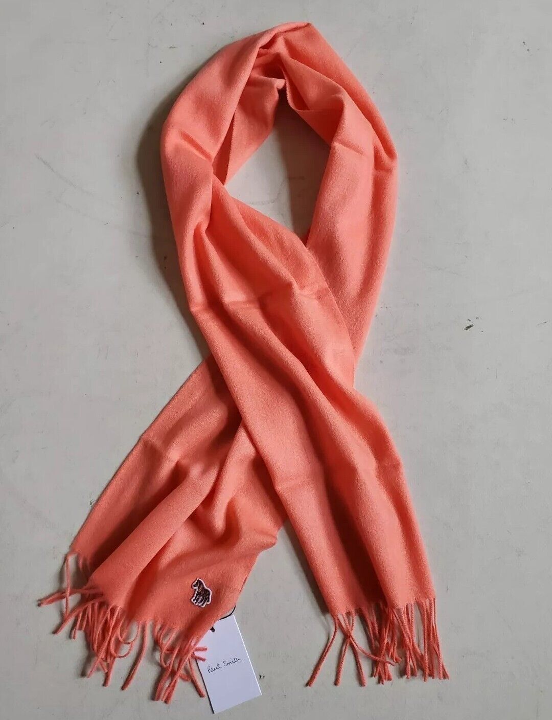 PAUL SMITH Scarf Zebra Salmon Pink Pure Lambswool Made in UK