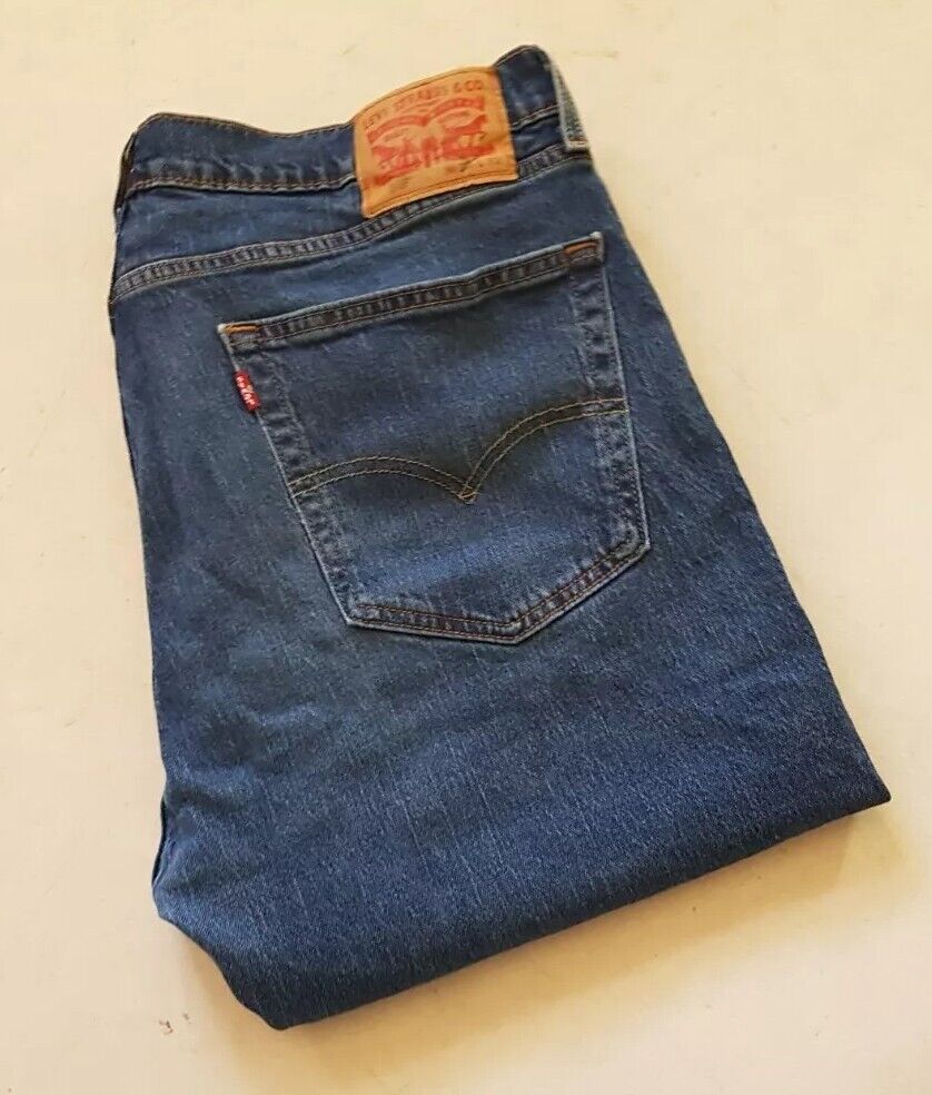 LEVIS 505 Jeans Mens W 36 L 32 Vintage Blue Stretch Denim Red Tab Regular Fit