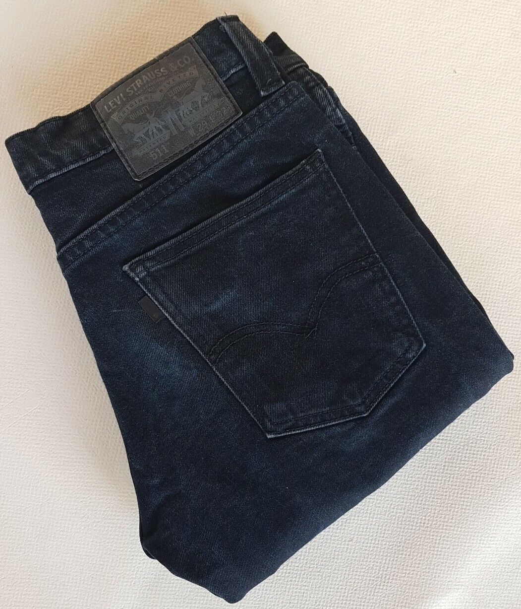LEVIS 511 Jeans W 30 L 28 Classic Fit Vintage Black Denim Black Tab (216)