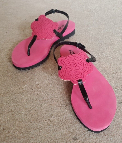 KENZO Sandals Strappy Tiger Womens Uk 4 Eu 36 Pink Boxed Worn Once Rrp £140