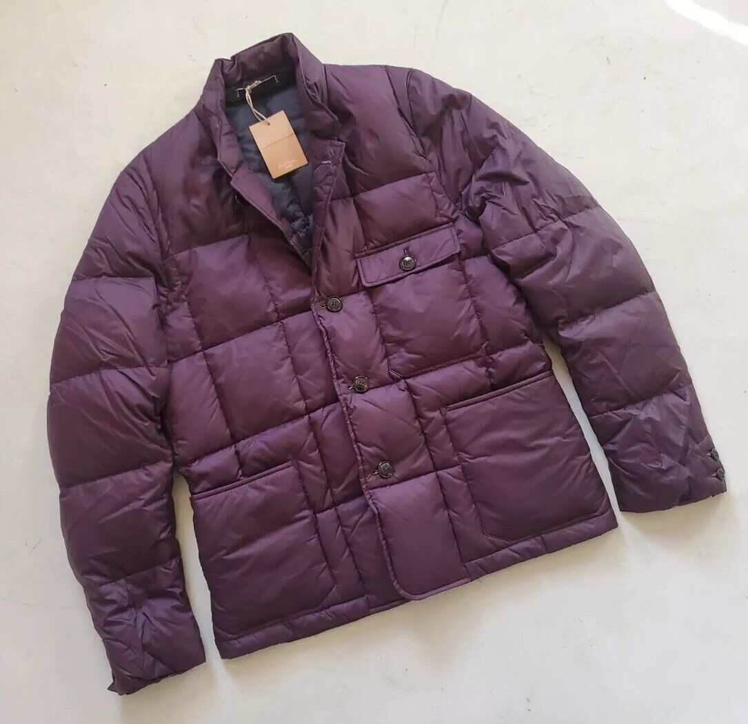 PAUL SMITH Puffer Jacket Blazer Cut Aubergine Purple Duck Down Mens M Slim Fit