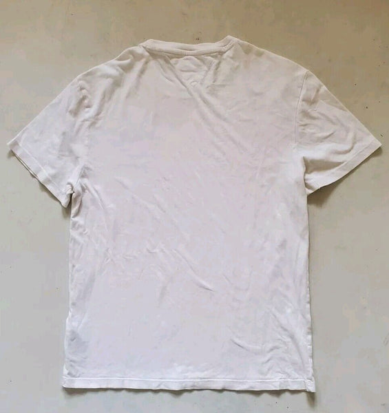 TOMMY HILFIGER T Shirt Tshirt Mens L White Cotton Spellout Logo Vintage 90s