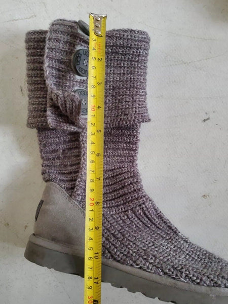 UGG Boots Classic Cardy Knit Sweater Sock Grey Womens Uk 5 Eu 38 Vintage Y2K