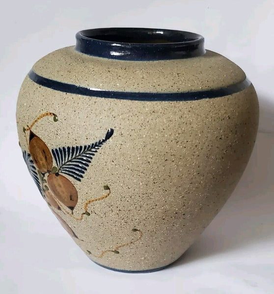 Tecpatl Vase Stoneware Mexico Signed Vintage 1980's Butterfly 5 Inch