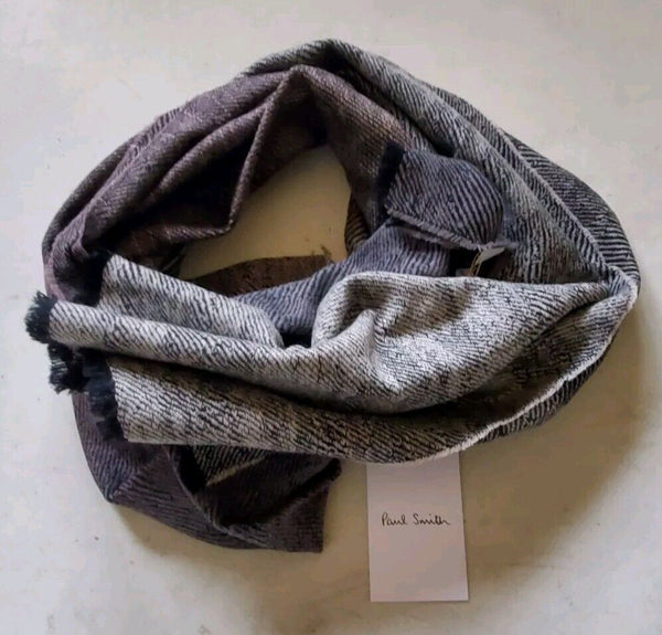 PAUL SMITH Pashmina Scarf Shawl Cashmere Monochrome Fade Made in UK Rrp £189