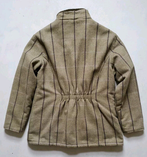 RYDALE Tweed Jacket Womens UK 14 Bramham Shooting Olive Green Striped