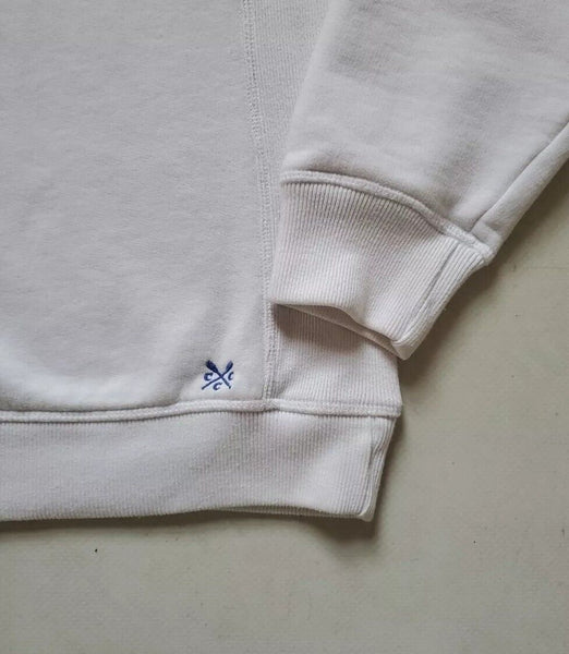 Crew Clothing Co Sweatshirt Jumper Mens M Quarter Zip White Blue Jersey