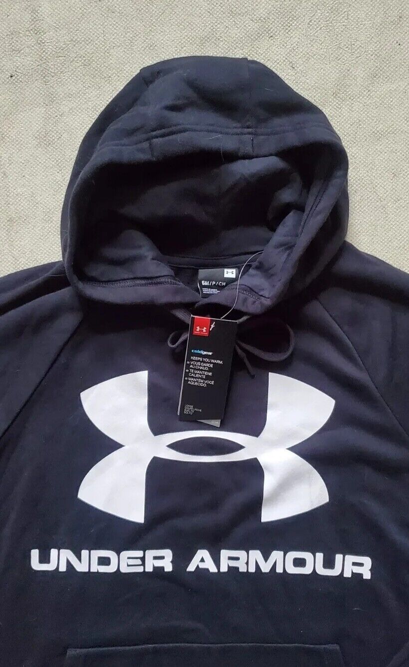 UNDER ARMOUR Hoodie Sweatshirt Mens S Coldgear Black Loose Fit