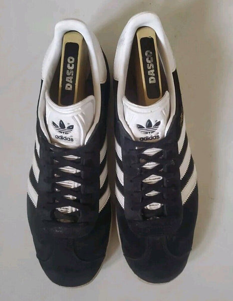 ADIDAS Gazelle Core Trainers Mens Uk 8.5 Eu 42.5 Shoes Black Suede White Tongue