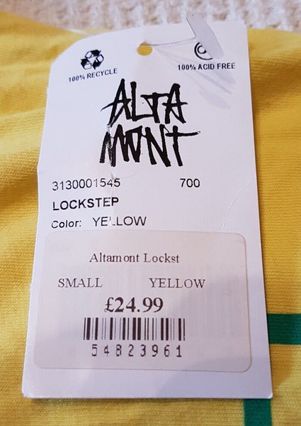 ALTAMONT Lockstep T Shirt Tshirt Mens S Yellow Cotton Big Spellout Logo In Green
