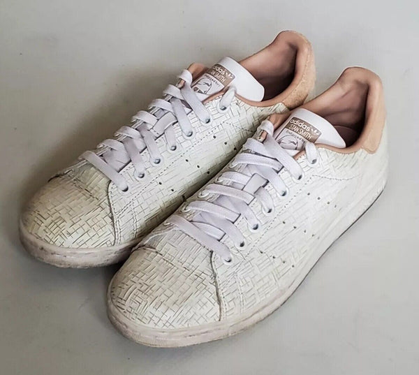 ADIDAS Stan Smith Womens Uk 6 Eu 39 White Striated Leather Pink Suede