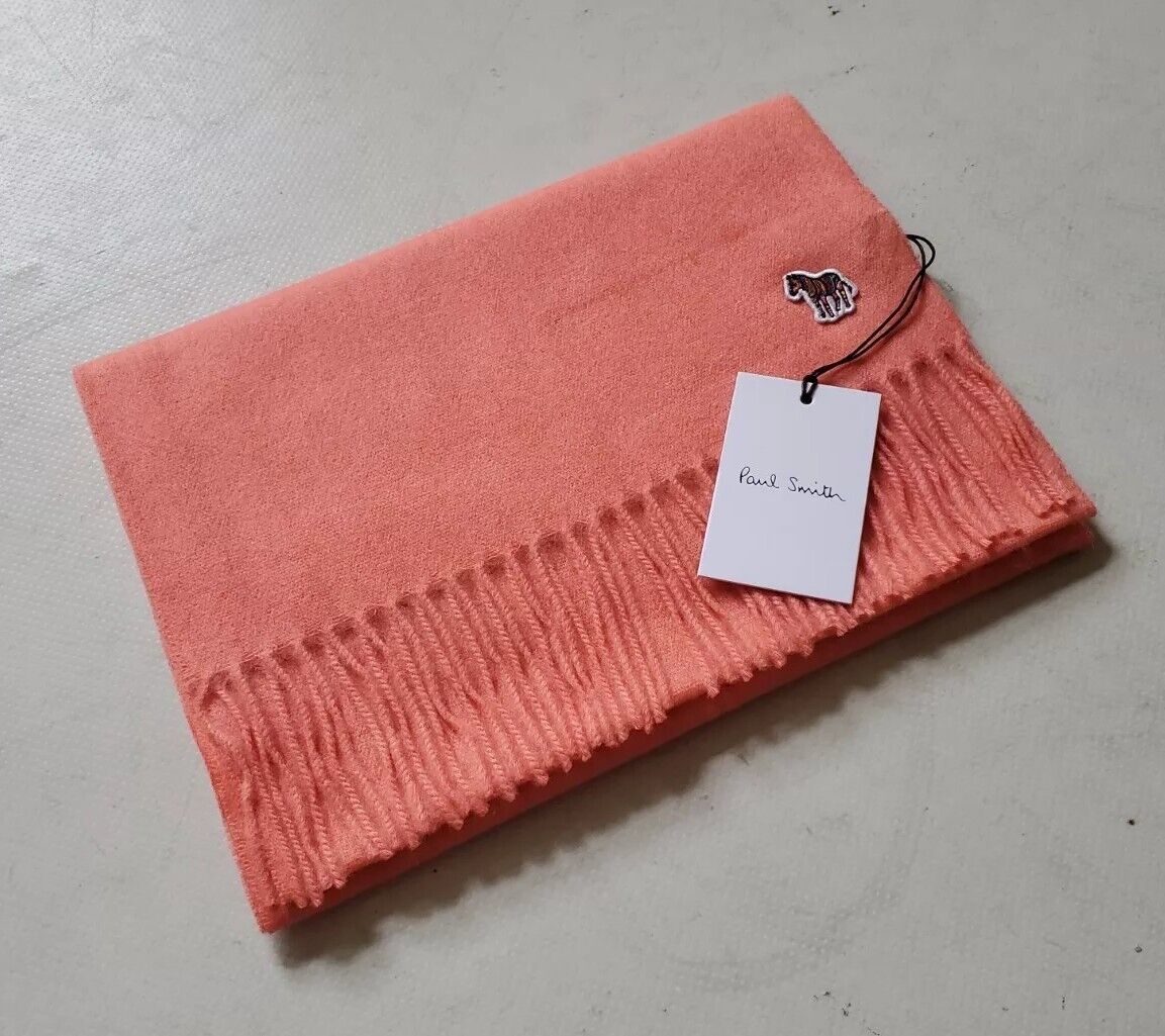 PAUL SMITH Scarf Zebra Salmon Pink Pure Lambswool Made in UK