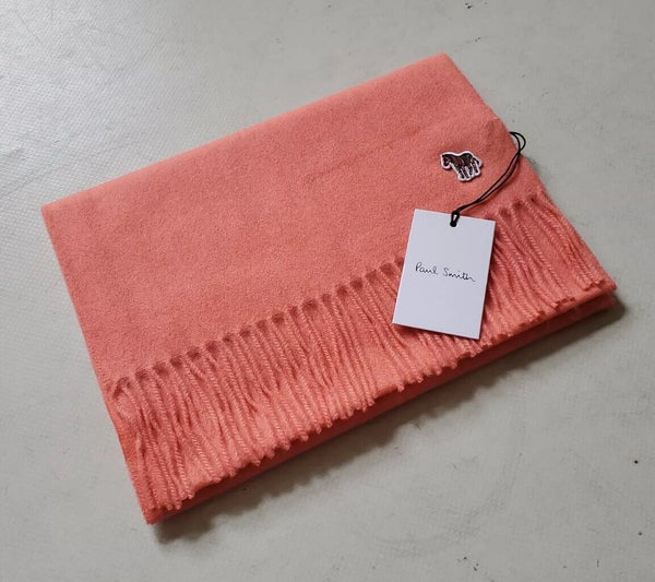 PAUL SMITH Scarf Zebra Salmon Pink Pure Lambswool Made in UK