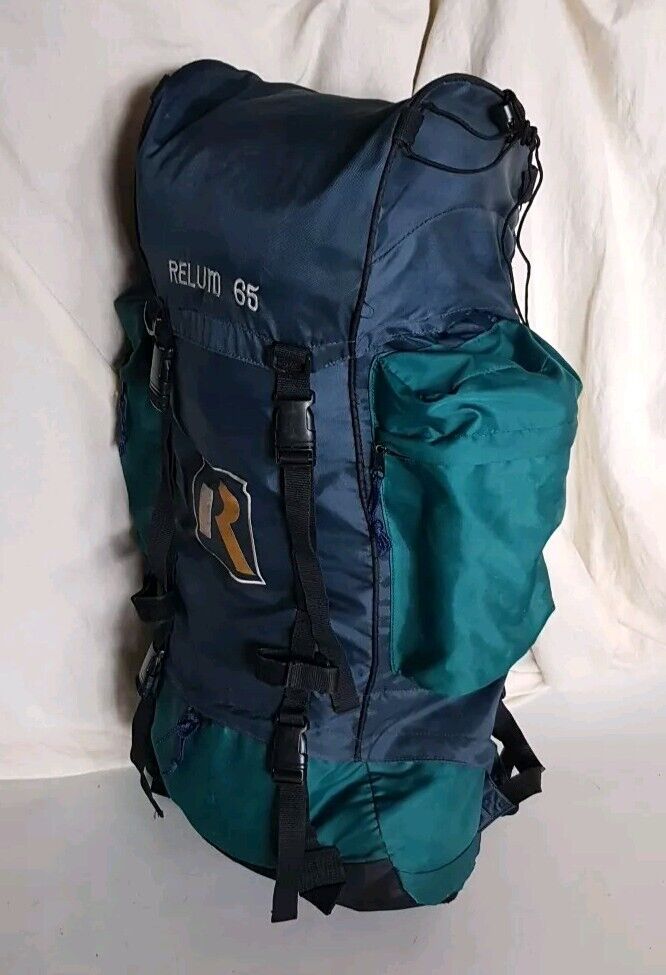 RELUM Rucksack Backpack 65L Adjustable Waterproof Blue Green