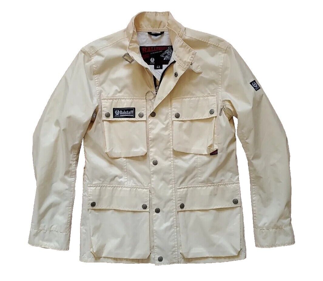 Belstaff Jacket Rallymaster 350 Pro Womens Size M 42 Ivory Nylon Motorcycle