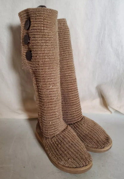UGG Boots Classic Cardy Knit Sweater Sock Wheat Womens Uk 4 - Read Description