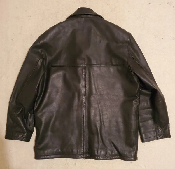 LAKELAND Leather Field Jacket Coat Mens M Black Heavyweight Quilted Lining