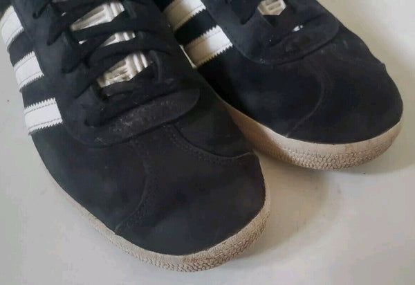 ADIDAS Gazelle Core Trainers Mens Uk 8.5 Eu 42.5 Shoes Black Suede White Tongue