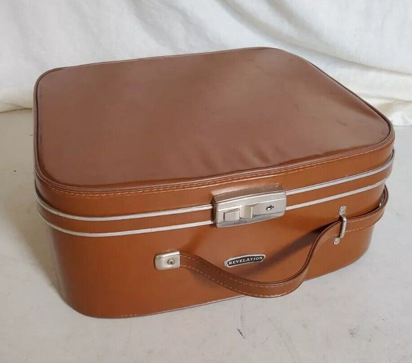 Vintage Antler Revelation Suitcase Set Med Case Xl Vanity Tan Leather Look 50's