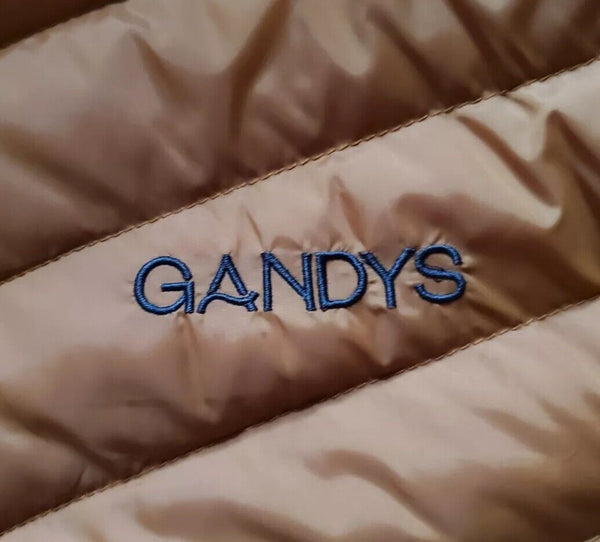 Gandys Explorer Puffer Jacket Coat Mens M Womens L Orange Grey Hooded Quilted